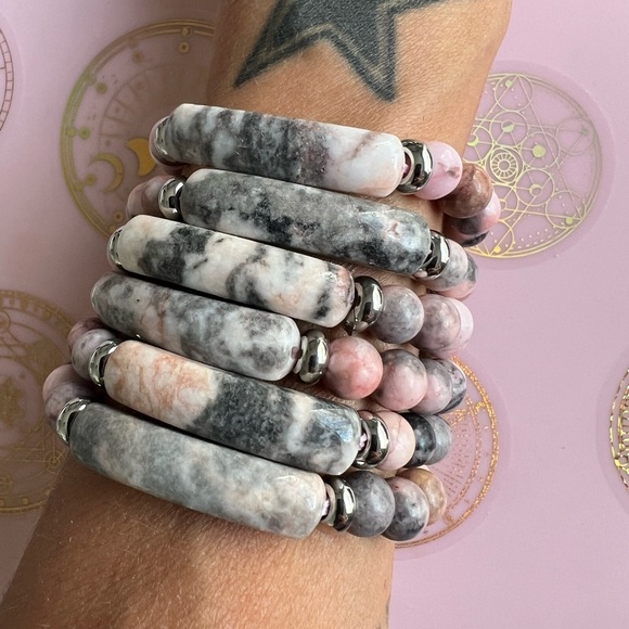 3 Bracelet Stack! Pink Zebra Mala ID Style - Picture 3 of 7